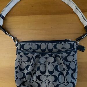 Coach Signature Crossbody Bag - Navy and Beige